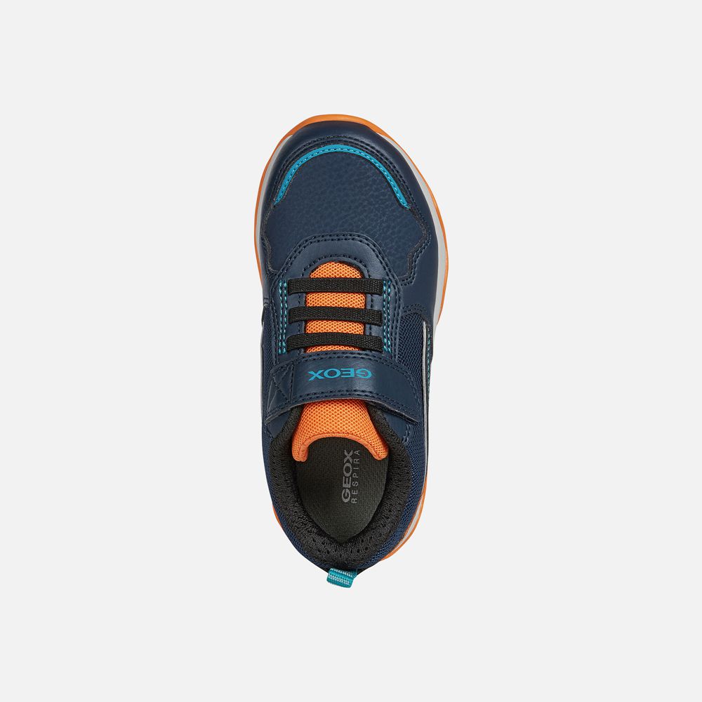 Tenis Geox Menino Azul Marinho/Laranja - Calco - HQEVO5396